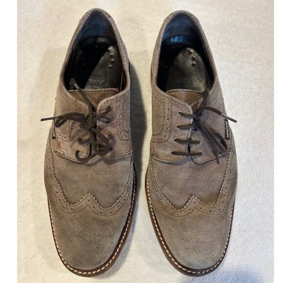 MEPHISTO Tan Light Brown Suede Wingtip Brogue Oxfords Dress Shoes Casual Men's 9 - Picture 2 of 12